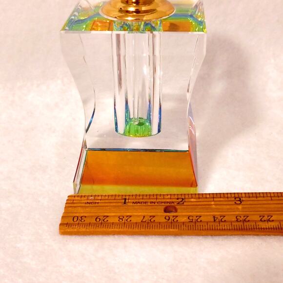 Rainbow Clear Prism Crystal Faceted Perfume Fragrance Oil ArtGlass BottleStopper - Picture 4 of 10